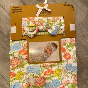 Headband & Swaddle Set Floral Print